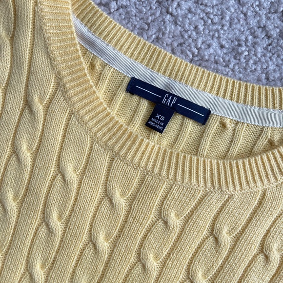 Gap Yellow Cable Knit Sweater Size XS, Scoopneck Rabbit Hair Sunny Casual - Picture 3 of 10